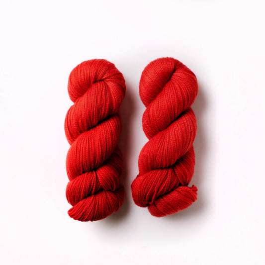 Red hand dyed yarn